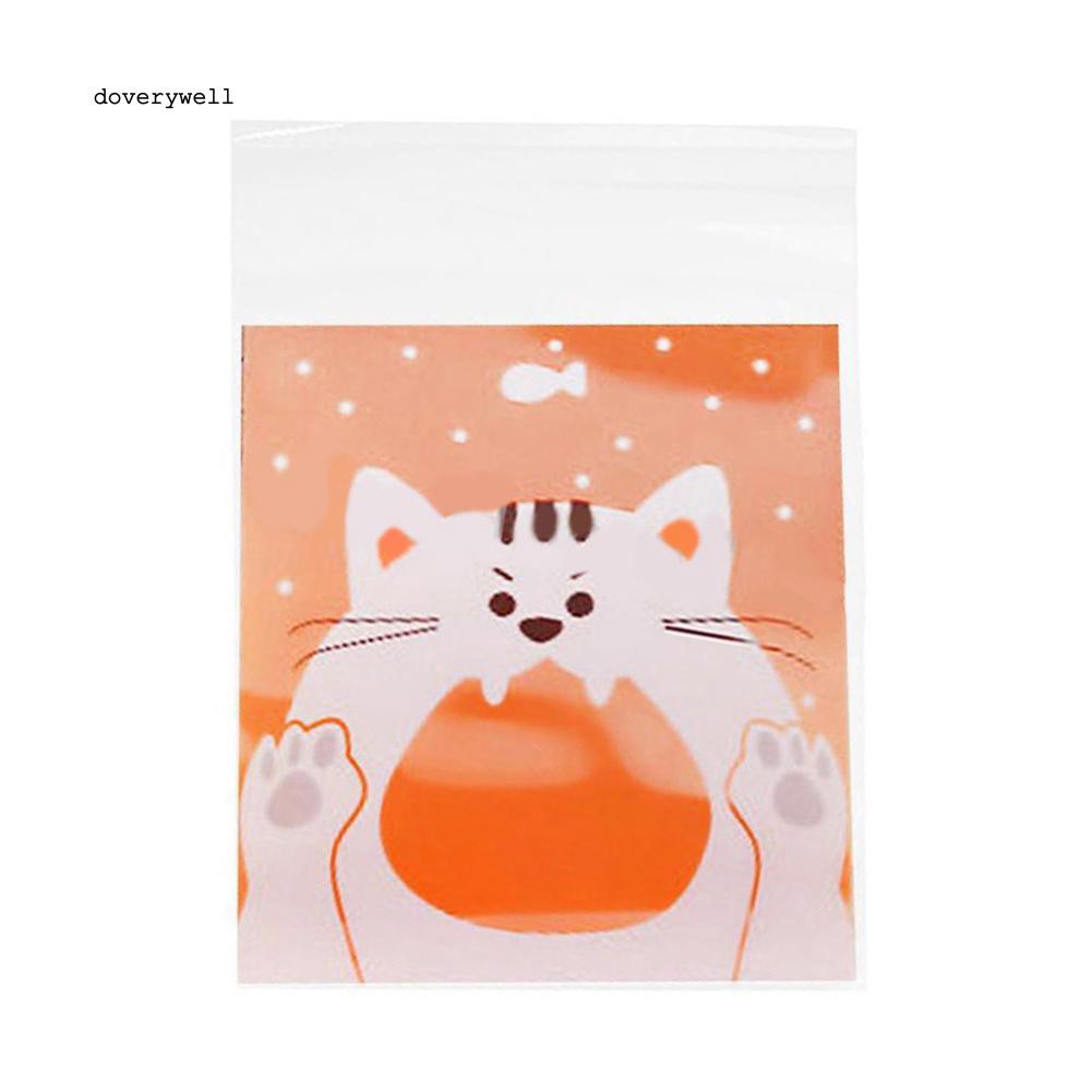 100 túi đựng bánh kẹo in hình thú hoạt hình kiểu đóng tự dính