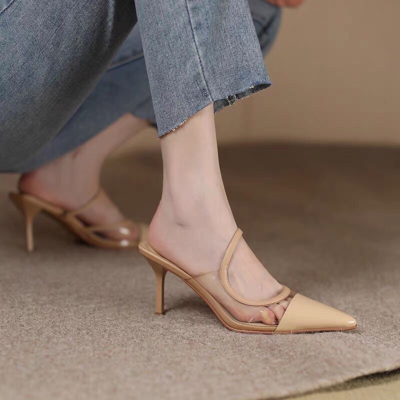 GIÀY CAO GÓT ZARA VINYL MÀU NUDE HÀNG TUỒN