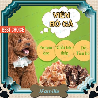 [100% THỊT TƯƠI]Treat Thưởng Cho Chó JFamille, Viên Bò Gà Bông Tuyết, Giàu Đạm, Dinh Dưỡng Cần Thiết. Gói 100gr - JF03