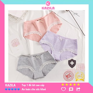 Quần lót nữ cotton cao cấp phối ren nơ, quần lót nữ dễ thương cute mềm mịn thoáng khí Kazila QLH48