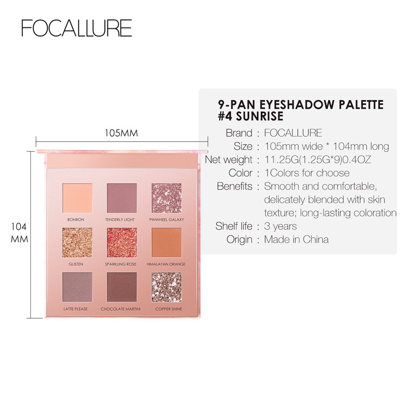 Bảng phấn mắt FOCALLURE 9 màu tông lÌ và ánh nhũ chống nước cao cấp 11.25g | BigBuy360 - bigbuy360.vn