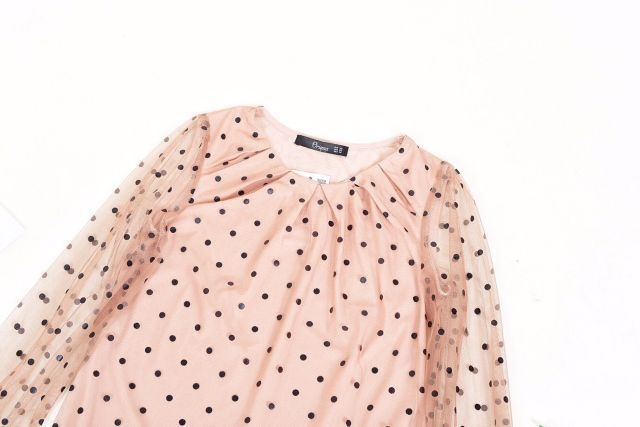 Sơ mi oriana chấm bi màu nâu tây