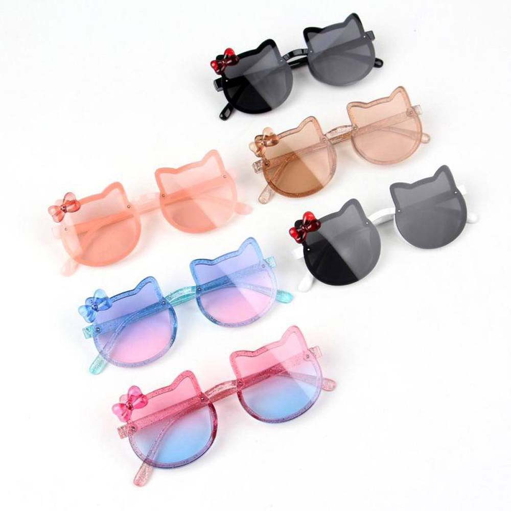 BACK2LIFE Sweet Cat Ears Sunglasses Cute Clear Lens Candy Color Eyewear Fashion Accessories PC Korean Personality Bow Children Shades/Multicolor