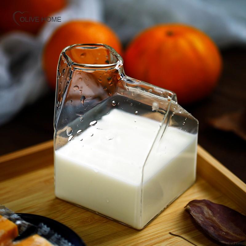 Ly Thủy Tinh Vuông In Hình Hộp Sữa Độc Đáo