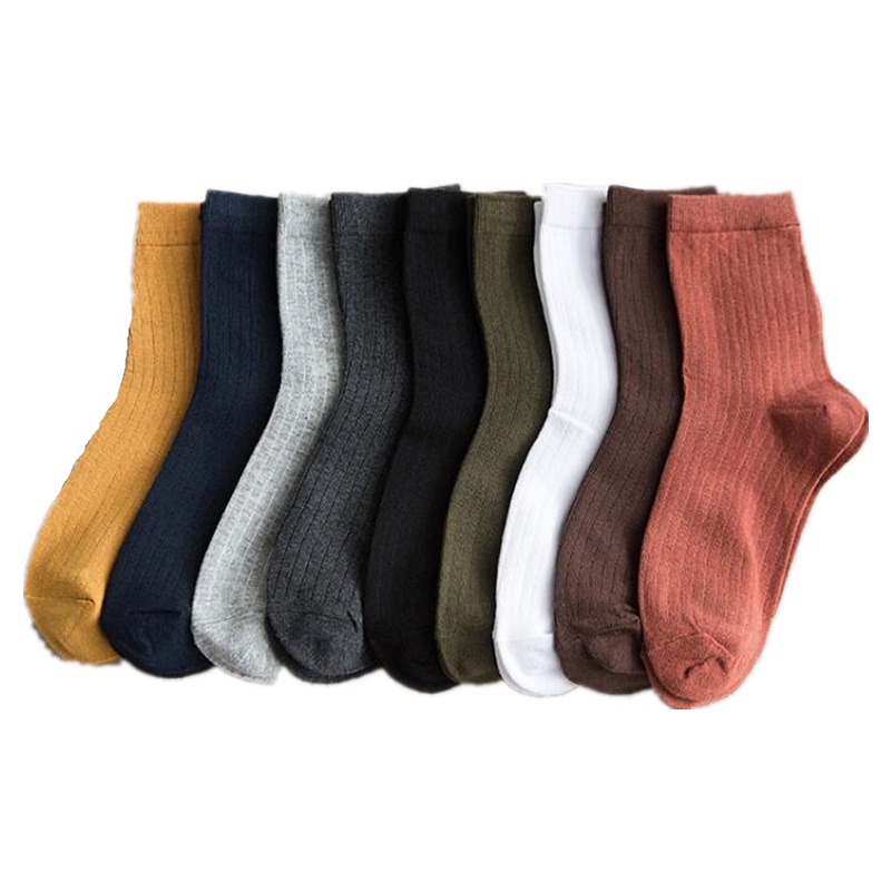 WAFNHA D169 Vớ Cotton Cổ Vừa Thấm Hút Mồ Hôi Màu Trơn Cho Nam Và Nữ