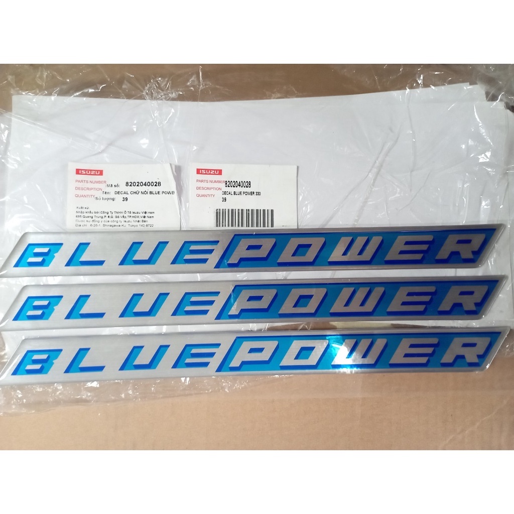 Decal chữ BLUEPOWER dành cho dòng xe ISUZU hàng chính hãng