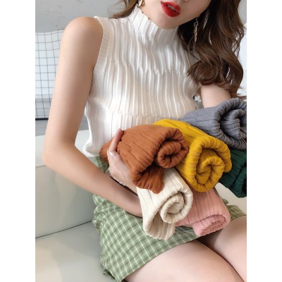 Áo thun nữ Ulzzang sát nách cổ lọ thun gân dày dặn Áo nữ đẹp áo ba lỗ cao cổ cực quyến rũ. Phong cách Hàn Quốc (TT2176)