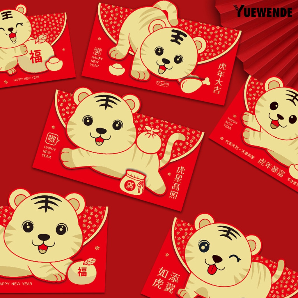 Set 6 phong bì in họa tiết động vật năm mới 2022