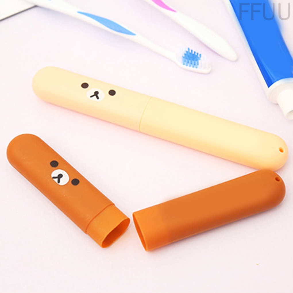 Set 2 hộp đựng bàn chải đánh răng bằng nhựa ABS hình chú gấu đáng yêu tiện lợi khi mang theo du lịch