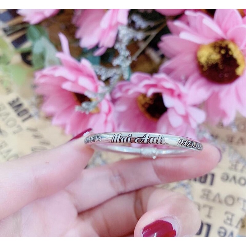 VÒNG TAY TRÒN KHẮC TÊN CHO BÉ- VÒNG BẠC KHẮC THEO YÊU CẦU THÂN TRÒN TRƠN