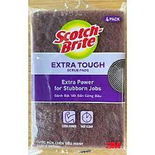 Gói 4 Miếng Chữ Nhật Cước cọ rửa Scotch Brite 3M 7447 Mạnh hơn inox (10x15cm)