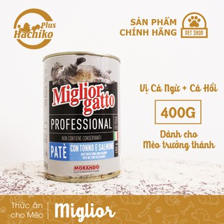 Hachikopetshop | Thức ăn cho Mèo | Pate cho Mèo Miglior Gatto | Vị Cá Ngừ + Cá Hồi 400g