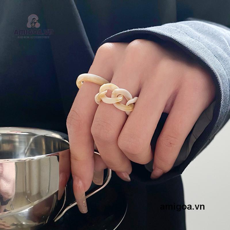 ✨✨Set 3/4/5 Nhẫn Nhựa Resin Họa Tiết Trái Tim Nhiều Màu Thời Trang Cho Nữ