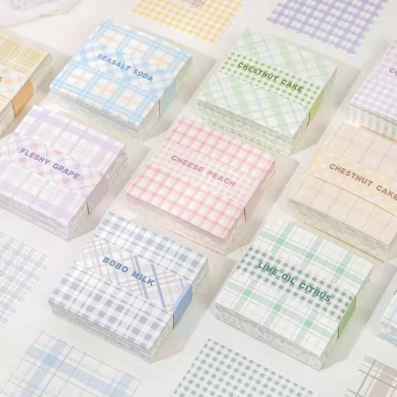 Giấy Note Ghi Chú Họa Tiết Sọc Caro Không Dính Tiện Dụng
