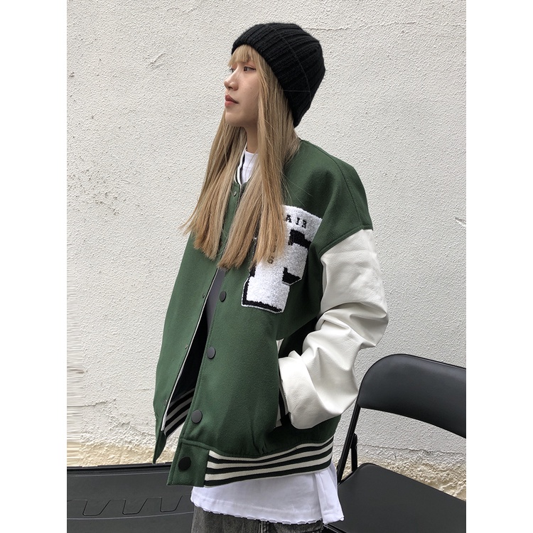 Áo khoác bomber thêu chữ thời trang cho nam nữ