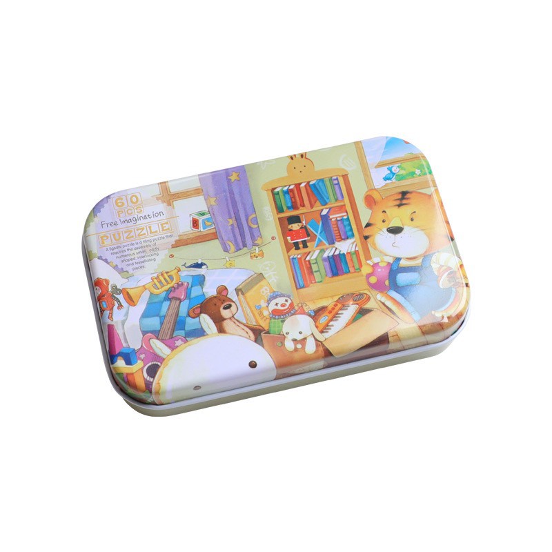 Bộ Tranh Ghép puzzle 60 Mảnh Trong Hộp Sắt cao cấp co bé