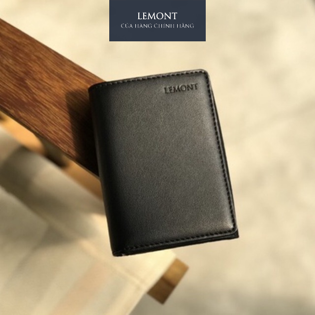 Ví da bò Switch Đen, dáng hộp đứng, có ngăn đựng tiền thẳng - Thiết kế chính hãng từ Lemont.