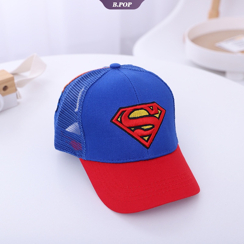 Mũ Lưỡi Trai Phối Lưới Họa Tiết Hoạt Hình Disney Spiderman Batman Mickey Cho Bé 2-8 Tuổi