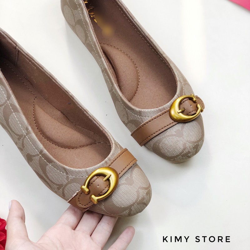 Giày bệt nữ VNXK mũi tròn, giày búp bê nữ da canvas mềm mại - Kimy Store