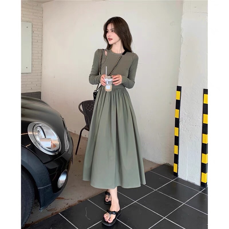 VÁY BODY thân dài  thu đông len tăm xếp xoè co giãn bốn chiều hot trend thu đông 2022