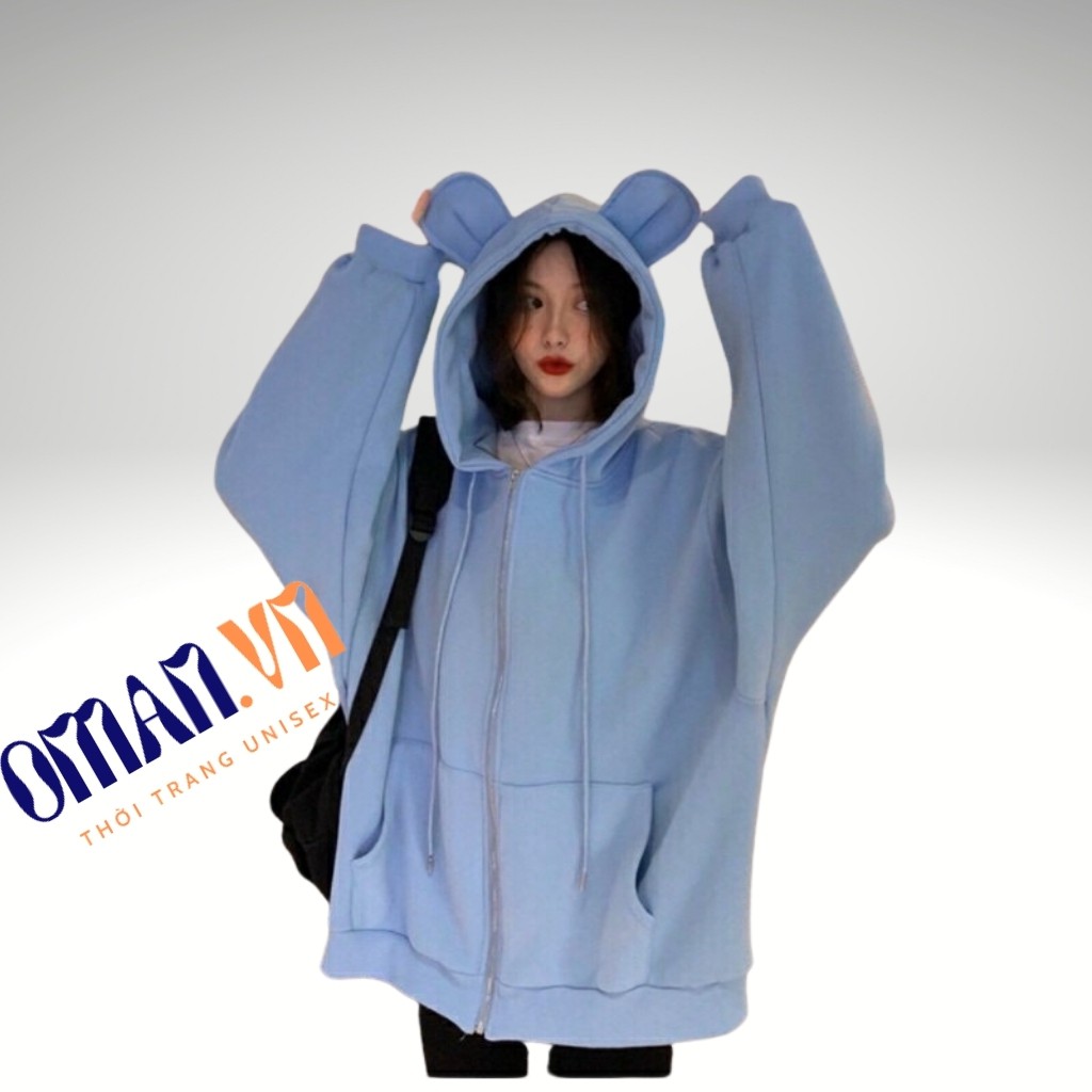 Áo khoác nỉ Hoodie Dây Kéo TAI THỎ form rộng áo nỉ bông ulzzang Cá Tính Unisex Oman | BigBuy360 - bigbuy360.vn