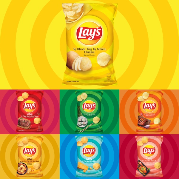 Combo 4 Snack Khoai Tây Lay's Mix 95g/gói vị : Tự nhiên Classic, Tảo Biển Nori, Sườn Nướng BBQ và Thăn bò nướng Texas