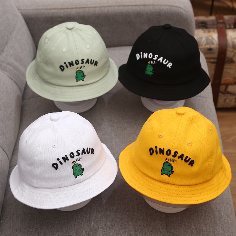 Mũ Tai Bèo Vải Cotton Mỏng In Hình Khủng Long Dễ Thương Thời Trang Mùa Hè Cho Bé Từ 1-2 Tuổi