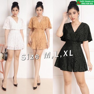 AV6437 - Jumpsuit - Đồ bay ren ngắn cổ tim bèo siêu xinh