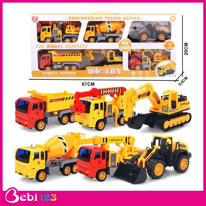 Bộ đồ chơi 6 Xe Công Trình Cở Lớn, Xe Bánh Đà size To cho bé