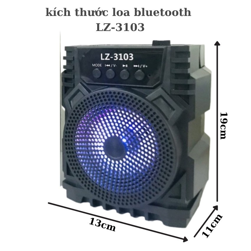 Loa Bluetooth Không Dây Mini LZ 3103, Loa Xách Tay Nhỏ Gọn Âm Thanh Cực Chất, Cực Hay Có Đèn LED, Dung Lượng Pin 4H