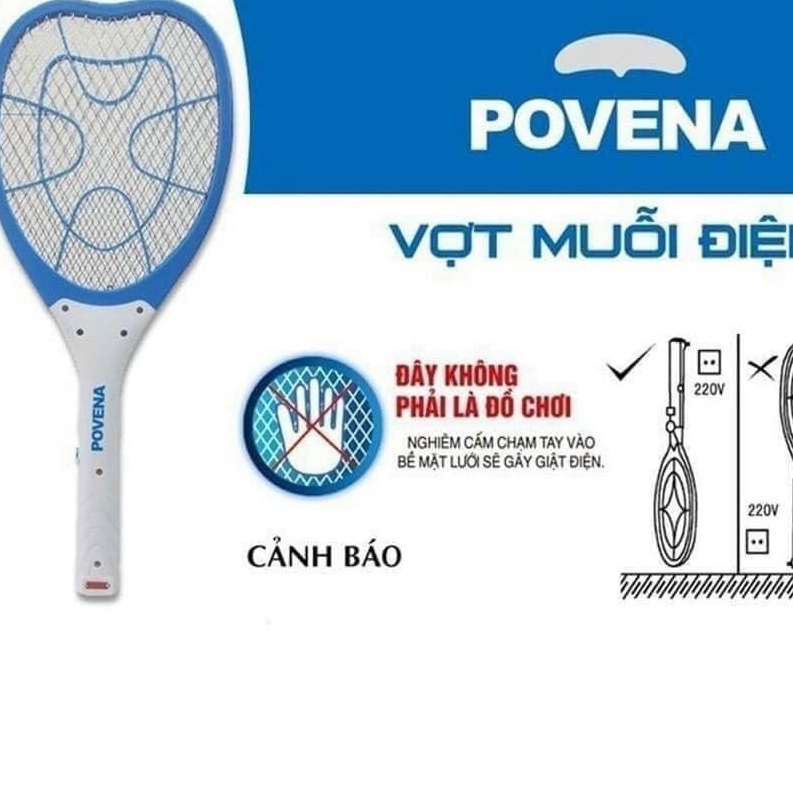 VỢT MUỖI SẠC ĐIỆN CÓ ĐÈN POVENA