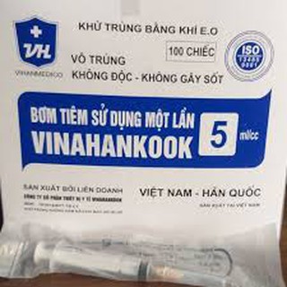 Bơm tiêm 5ml dùng 1 lần Vinahankook,hộp 100 chiếc