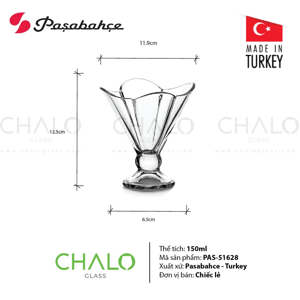 [Made in Turkey] Ly thủy tinh đựng kem 4 cạnh Pasabahce Ice Ville 150ml  - 51628