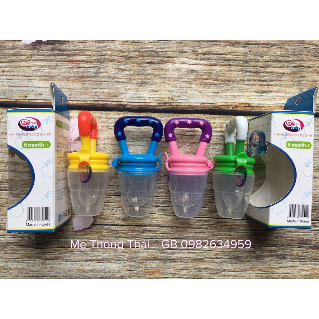 tuan1012 ( Tặng kèm Núm Thay Thế Và Rơ Lưỡi Silicon) Túi Nhai Ăn Dặm GB Baby Hàn Quốc Cho Bé Từ 5 - 