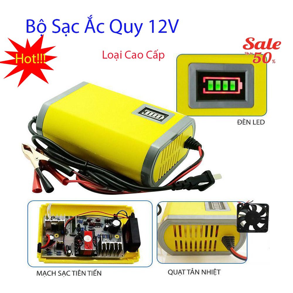 BỘ SẠC ÁC QUY 12V Đa năng, Tự ngắt khi sạc đầy, Rất tiện lợi
