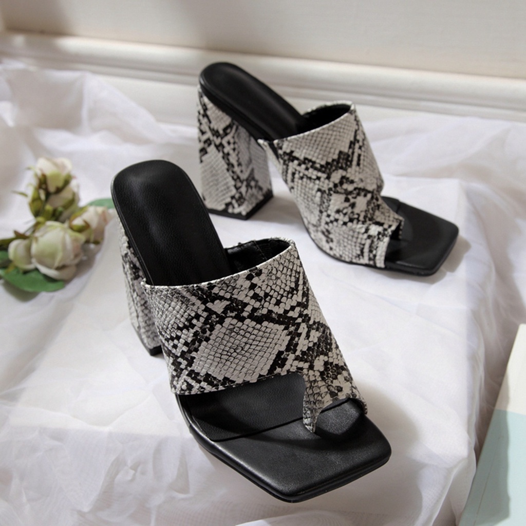 Giày Cao Gót Mũi Lật Họa Tiết Da Rắn Thời Trang Nữ Size 35-42