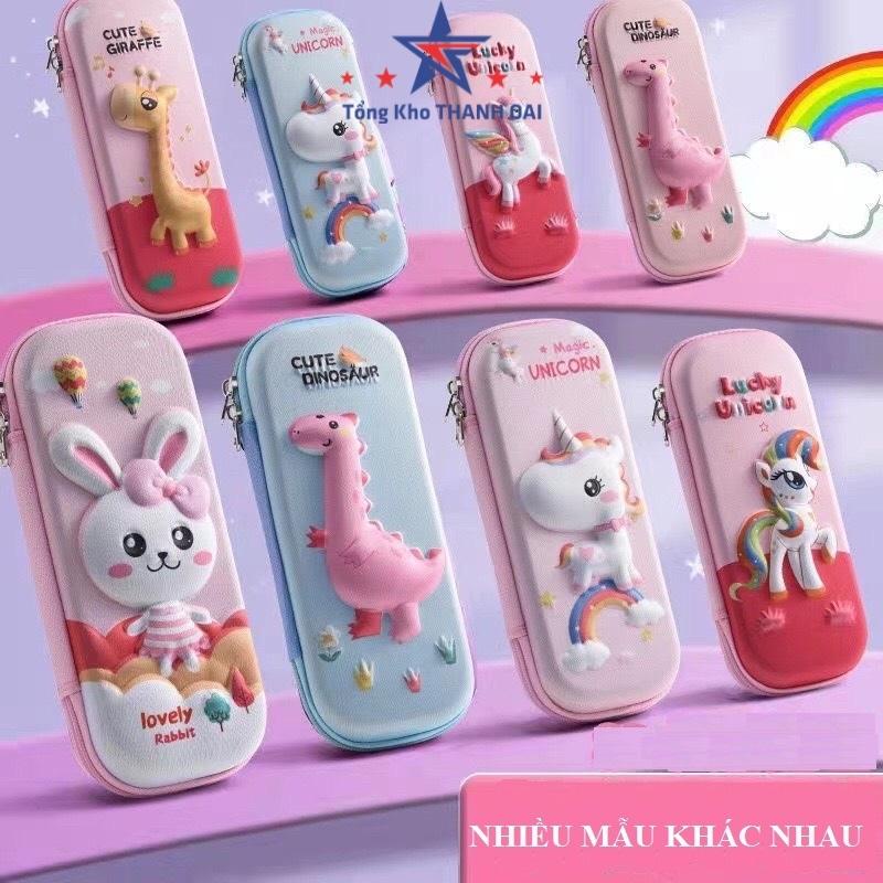 hộp đựng bút vải cute 3D nhiêu ngăn để bàn cho bé