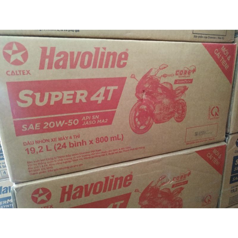 Dầu nhớt xe số Havoline Super 4T 15W40, 20W50 Caltex - 800 ML