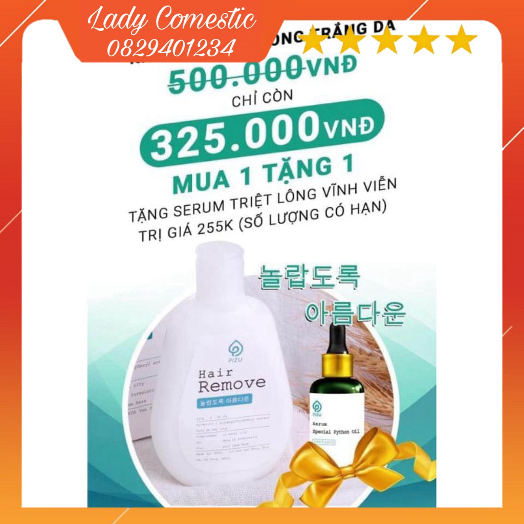 [HÀNG CHÍNH HÃNG] COMBO KEM TẨY LÔNG VÀ SERUM TRIỆT LÔNG PIZU