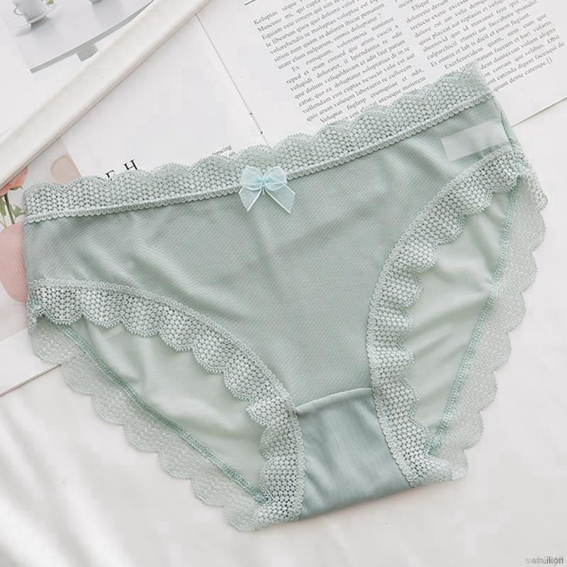 Quần Lót Ren Không Đường May Đính Nơ Thoáng Khí Cho Nữ