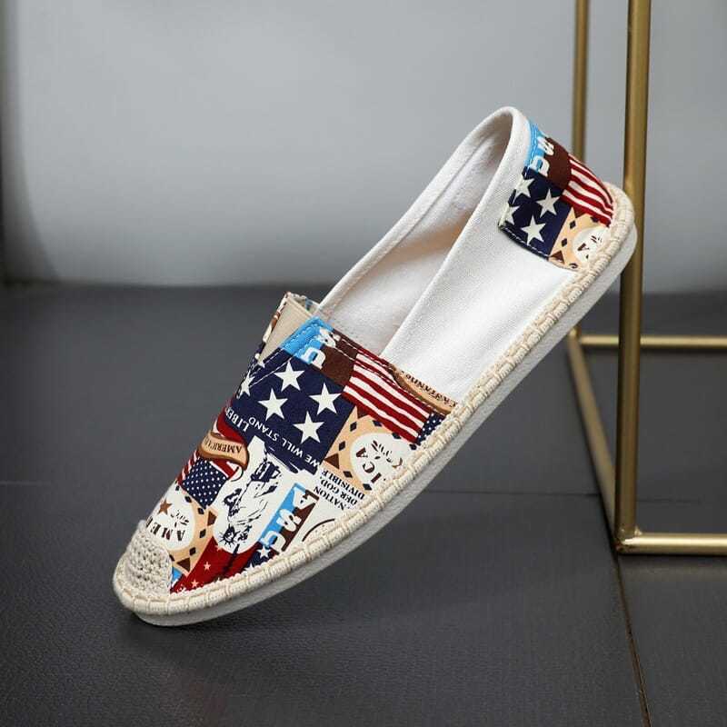 Giày Lười Bằng Vải Canvas Họa Tiết Cờ Quốc Gia Phong Cách Mới Mùa Xuân Thu Dành Cho Nam [Có Size 21]