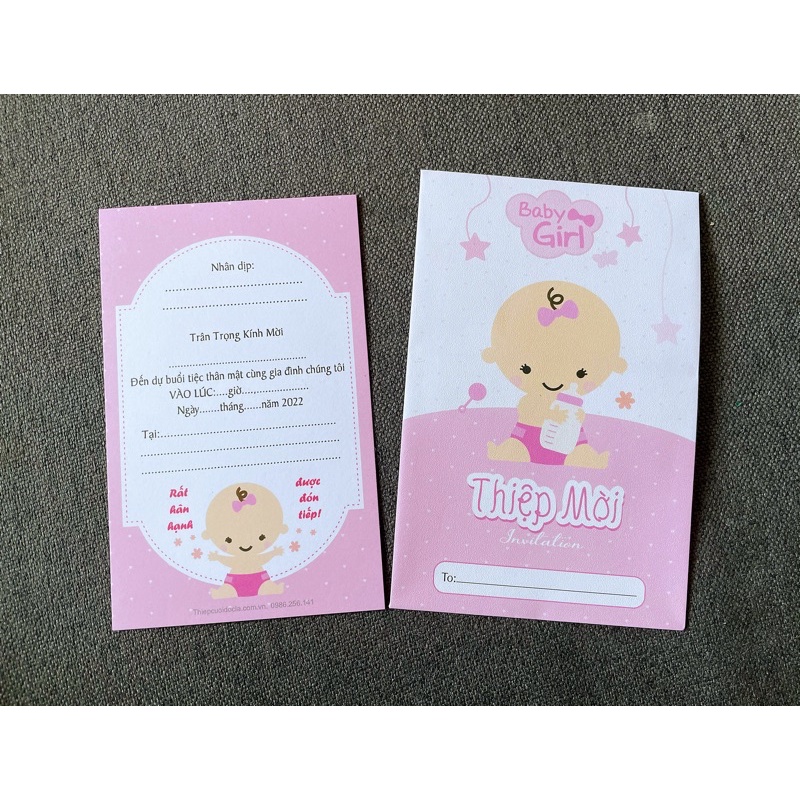 Thiệp Thôi nôi, Sinh nhật, Đầy tháng bé gái