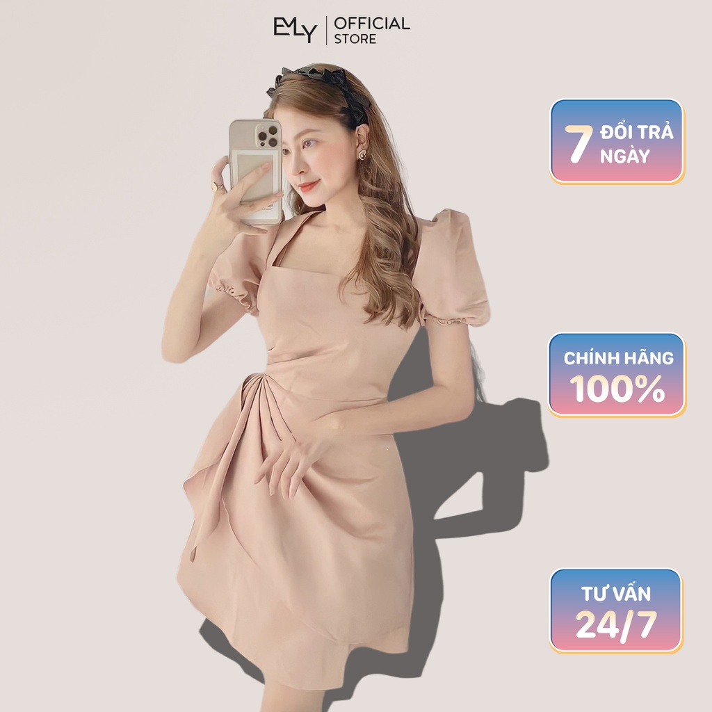 Đầm xếp eo tay phồng dự tiệc sang trọng Emilyshop ulzzang
