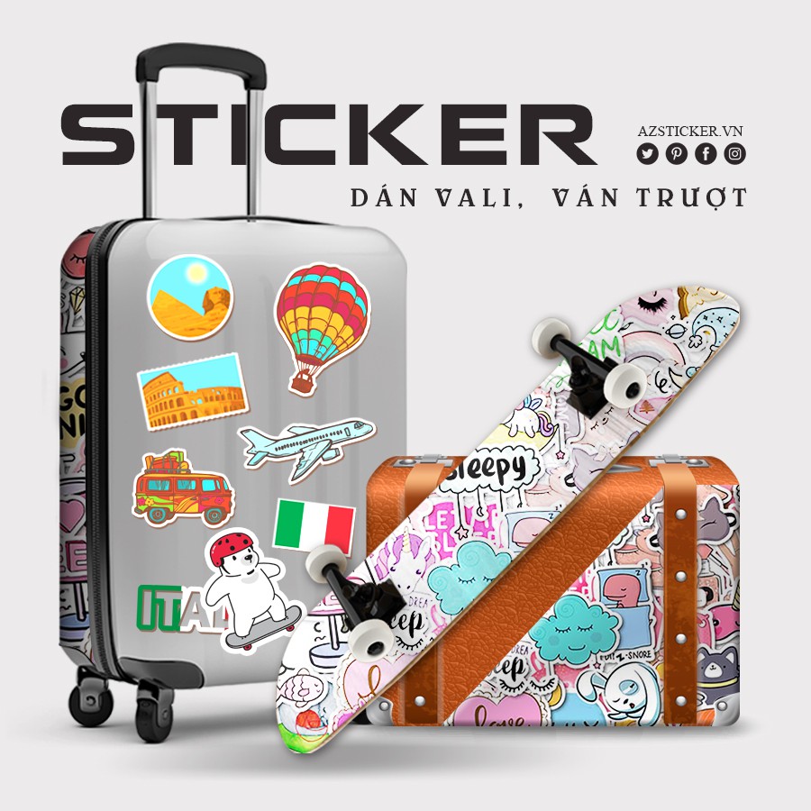 Sticker Chủ Đề Sleep - Chúc Ngủ Ngon Chất Liệu Chống Thấm Nước | STK136 | Hình Dán Trang Trí Phòng Bình Nước Sổ Vở