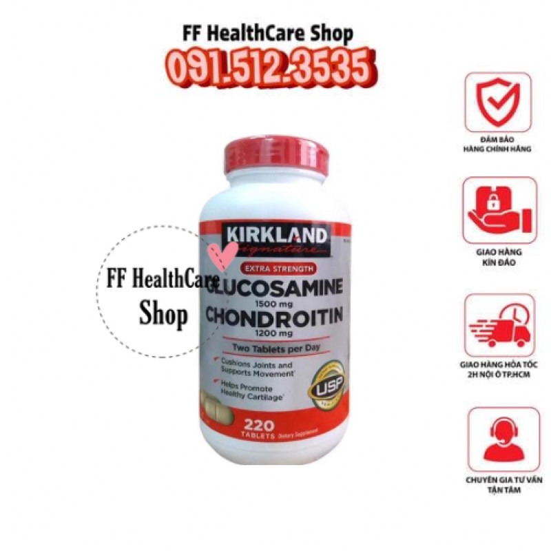 Viên Uống Bổ Xương Khớp Glucosamine Chondroitin Kirkland 220 Viên, Glucosamine Kirkland Chính Hãng Mỹ