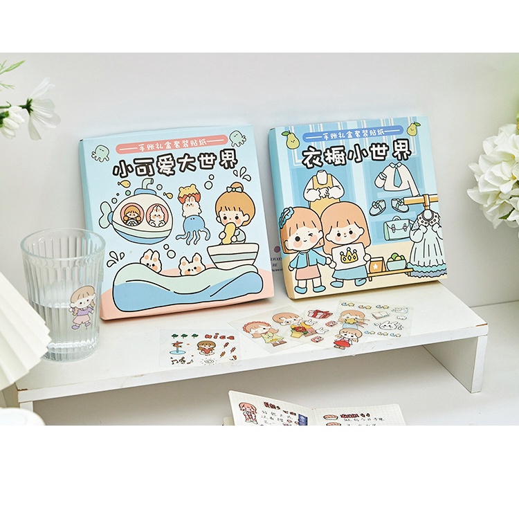 Sticker cute set 10 tấm trang trí bình nước, trang trí sổ cắt sẵn chống nước dễ thương