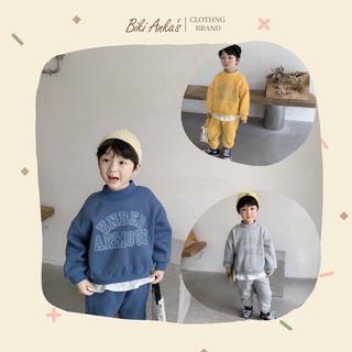 Bộ Nỉ Hoodie Lót Nhung Ấm Áp Cho Bé trai Hàn Quốc