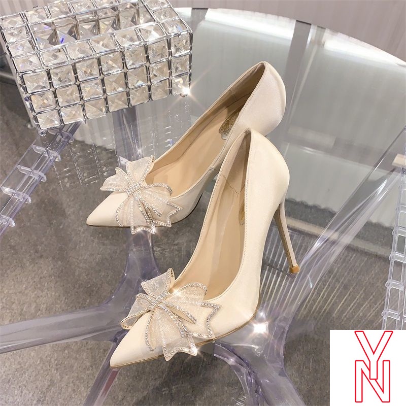 Giày Cao Gót Đính Nơ Thời Trang Xuân Hè Năm 2021 Phong Cách Mới