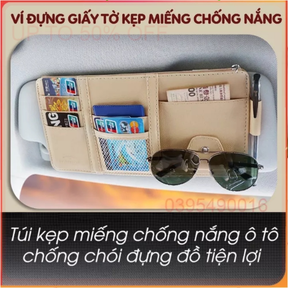 Túi ví đựng giấy tờ,kẹp miếng chống nắng ô tô, Ví đựng giấy tờ ô tô kẹp miếng chống nắng chất liệu da PU cao cấp