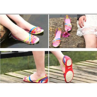 Sandal quai chéo nhiều màu nhựa dẻo